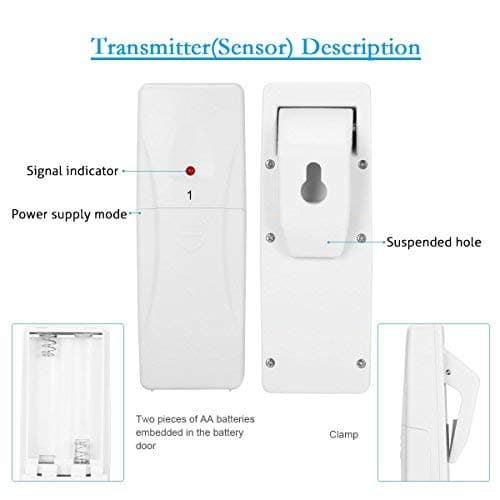 LCD Digital Kylskåpstermometer, Frys Termometer, Kylskåpstermometer med Sensorlarm Klocka och Min/Max-poster [Batteri Ingår Inte]