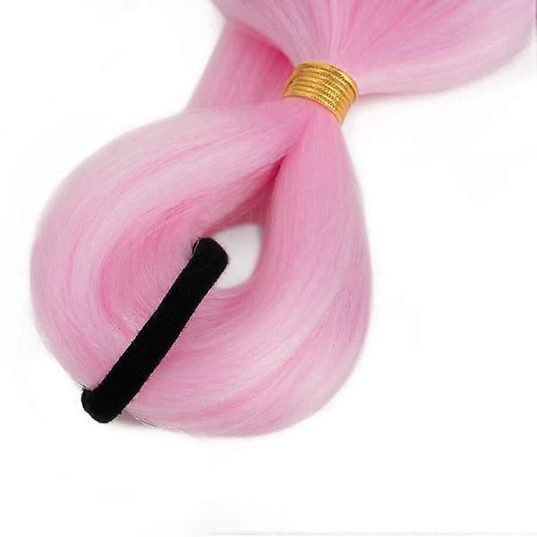 34\" lang boble-hestehale-extensions flettede hårstykker pink