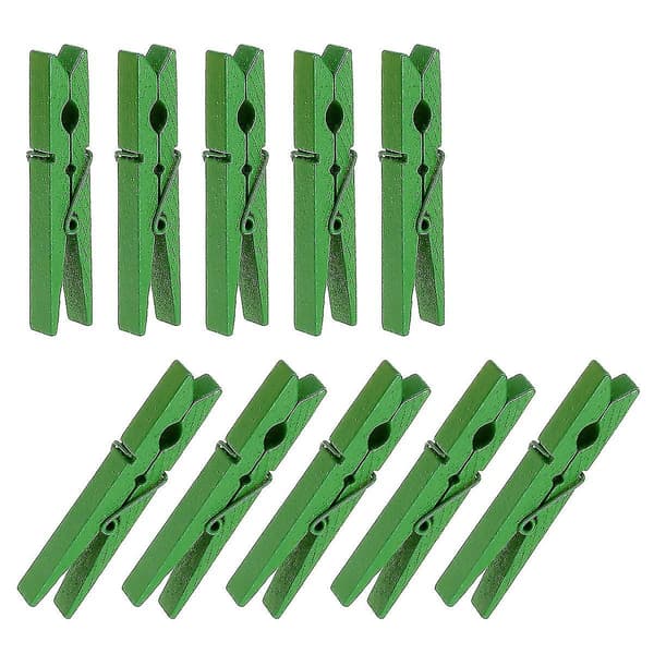 40 stk. Slitesterke 7,4 cm Klesklyper i Tre (grønn) -ys