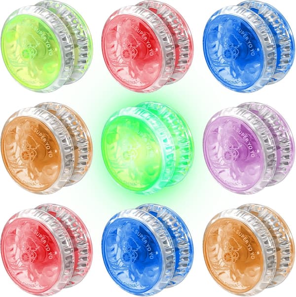 9 stk LED Lys Yo-Yo Responsive Ball Bearing Yo-Yo Plast Responsive