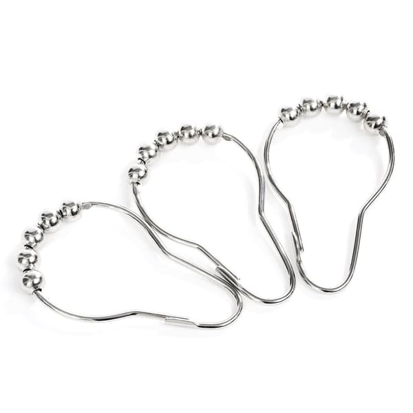 12 stk. Rustfrit Bruseforhængsringe med Glide-system, 12 Enkeltkroge, 69x39mm