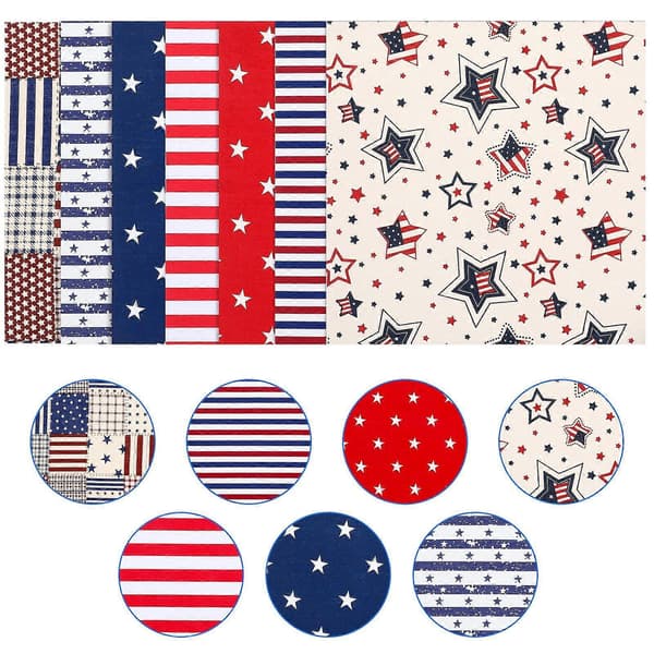 7 stk. US Flag Bomuld DIY Stof Syning Håndlavet Patchwork Stof