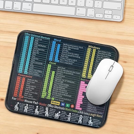 Excel genvejs skrivebordsmåtte/musemåtte med genveje til Excel, Word, PowerPoint og Windows.