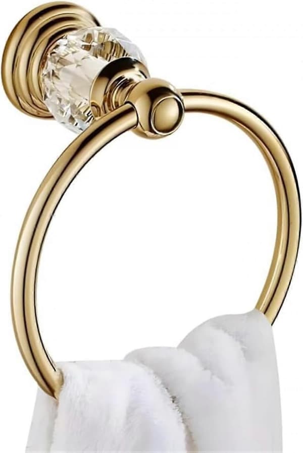 Krystall Gull Håndklering, Gull Baderom Håndkleholder Ring, Håndklering for Veggmontering på Bad