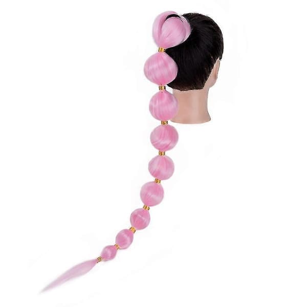 34\" lang boble-hestehale-extensions flettede hårstykker pink