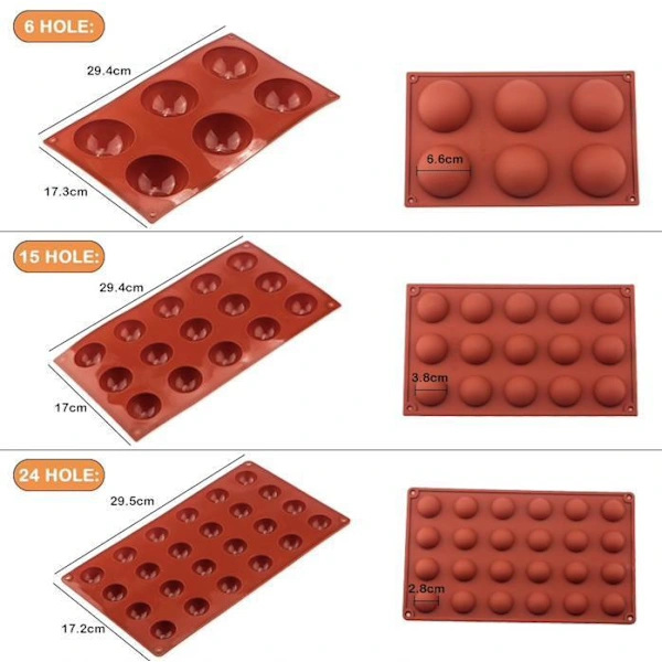 3-pak forme, sfæriske/halvkugleformede, isterning-/chokolade-/geléforme, brun