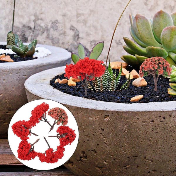 1-pack med 6 st simulerade trädväxtprydnader Miniatyr Mini Prydnadskrukor Suckulentdekor DIY Landskapsprydnad (Blandad stil)