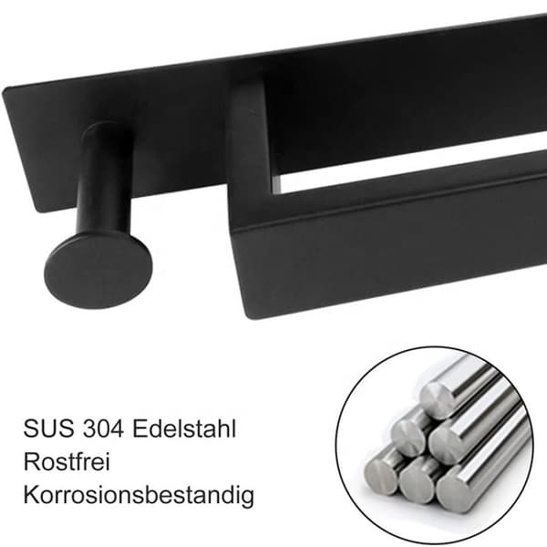 Håndkleholder i rustfritt stål, selvklebende, uten hull, 40 cm