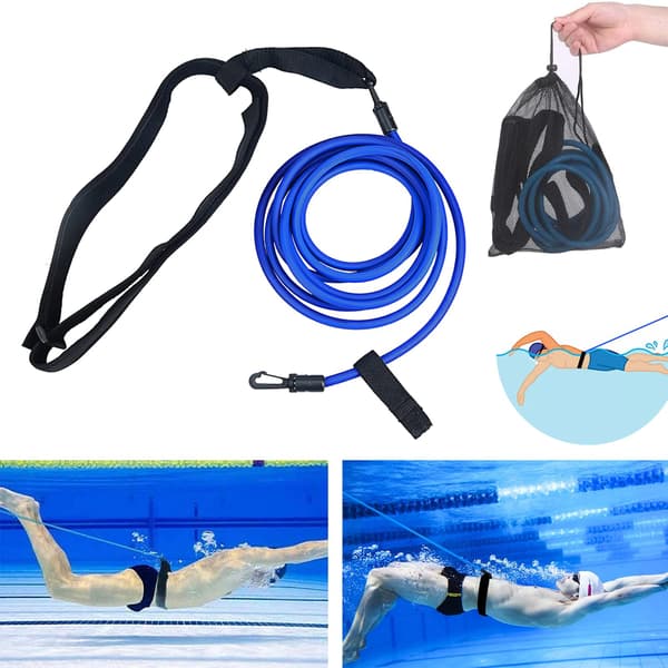 Justerbart Simbälte för Pool, Simmotståndsbälte, Simbälte för Poolhängande Simträning, Bungee Simmotstånd