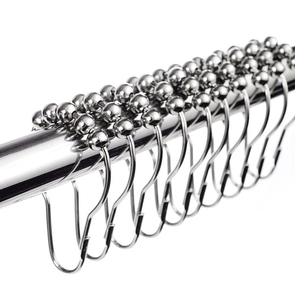 12-pack rostfria duschdraperiringar med glidande system, 12 enskilda krokar, 69x39mm