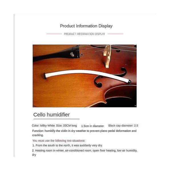(NY) Cello Luftfugter Panel Lydhul Luftfugter Rør Vedligeholdelse Til Violiner Cello Musikinstrumenter Dele