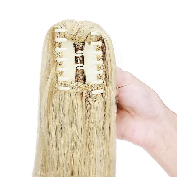 22\" lang glat hestehale-extension med klemme til kvinder golden & bleach blonde