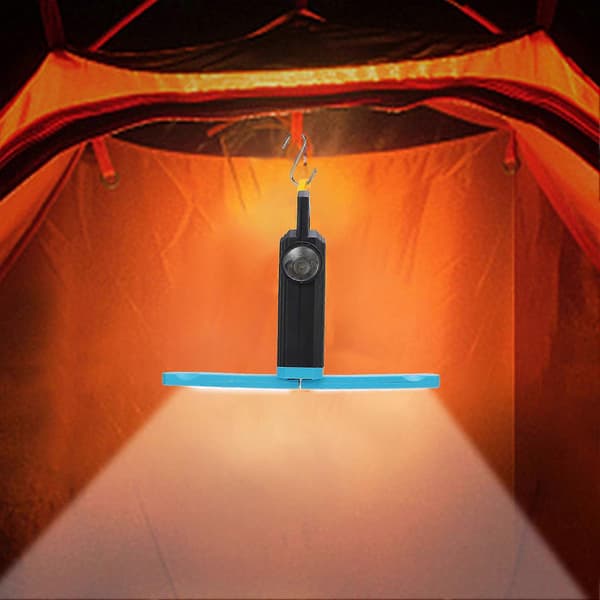 Solar Campinglanterne Dobbeltsidet Sammenfoldelig Multifunktionel Teltlampe til Nødudendørsaktiviteter Blå