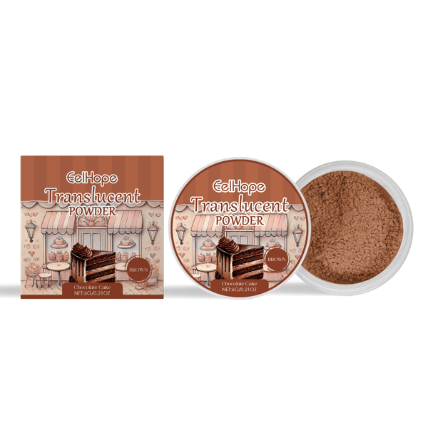 6g/ask Brunt Settingpuder (Doft av Chokladkaka) Bakad Doft, Lätt och Skir, Oljekontrollerande och Hållbart Settingpuder