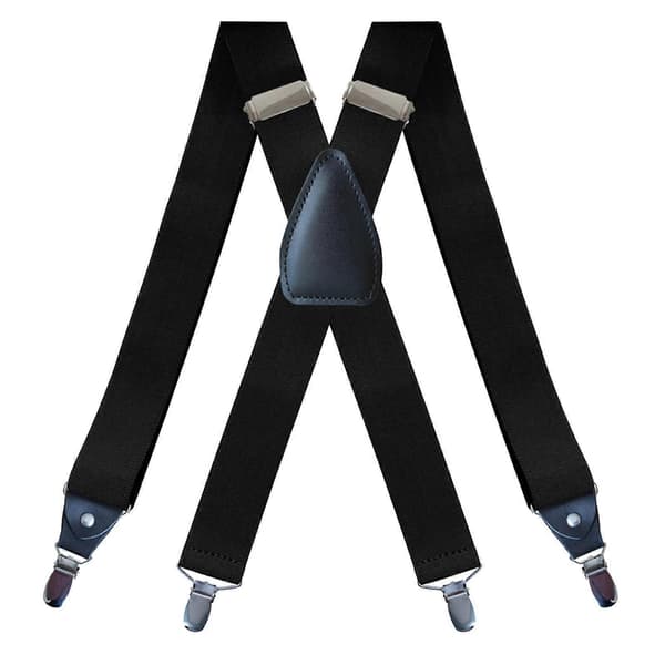 (Ny) Herreseler Elastiske Stropper Solid Kraftig 4 Clips Justerbar Unisex Sort