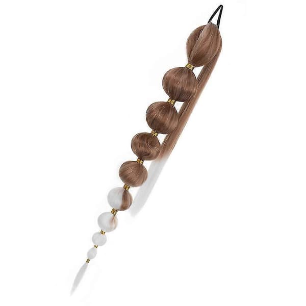 34\" lang boble-hestehale-extensions flettede hårstykker brown white