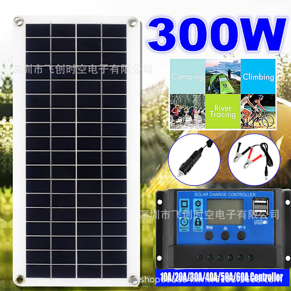 Solpanel Kit 12V USB-utgång med Kontroller Solpanel för Bilar och Båtar 50A