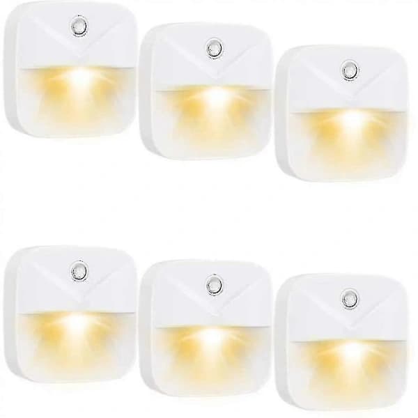 6-pakning sensor nattlys, smarte LED nattlys, varmt lys LED sensorlys
