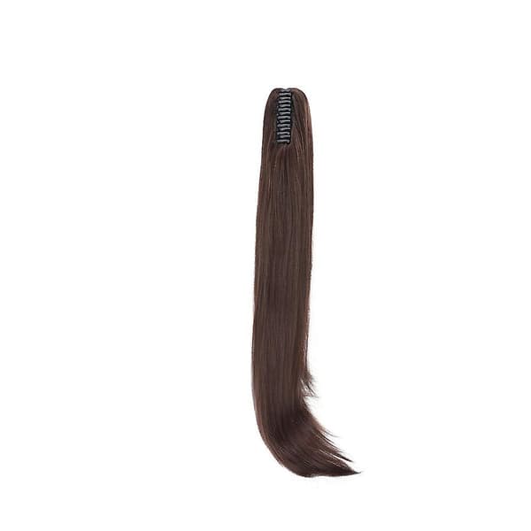 22\" lang glat hestehale-extension med klemme til kvinder Medium brown