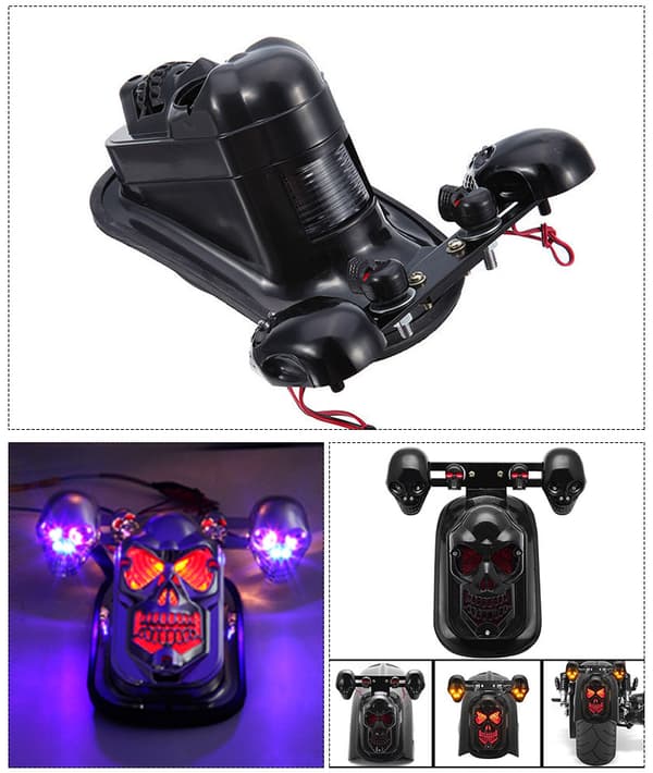 Passer for motorsykkel- og elbil-tilbehør ABS-materiale LED-baklykter Modifiserte front- og baklykter black