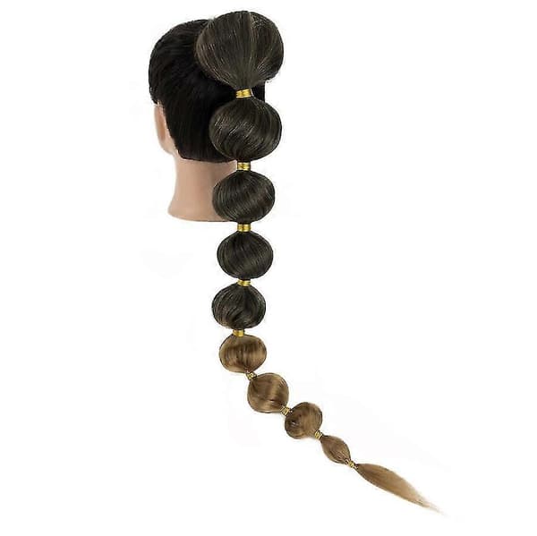 34\" lang boble-hestehale-extensions flettede hårstykker black blonde