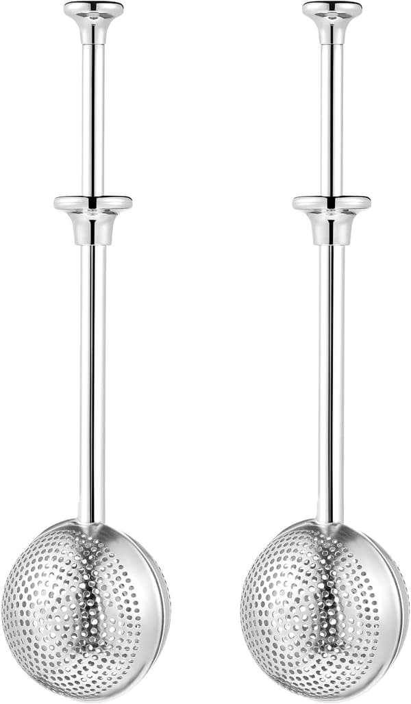 Bryggeenhed rustfrit stål te-infuser kop håndtag te-infuser te-si  til løs bladte 2 stk (sølv)
