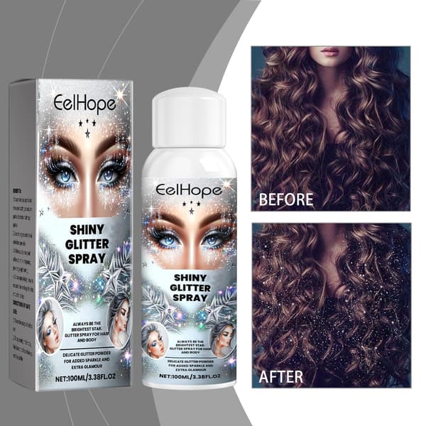 100 ml/boks Glitterspray for hår, kropp og festhighlighter