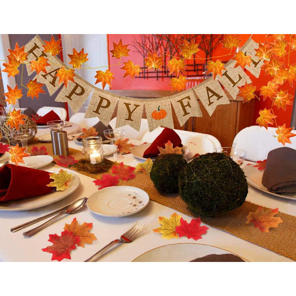 Efterårs græskar hessian banner, efterårs hessian banner, bøffelternet græskarkrans, Thanksgiving høst