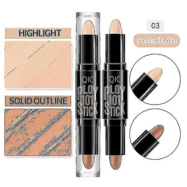 (NY) 3-pak dobbelt-sidet highlighter og contour stick makeup concealer sæt til 3D ansigtsskulptur kropsmakeup