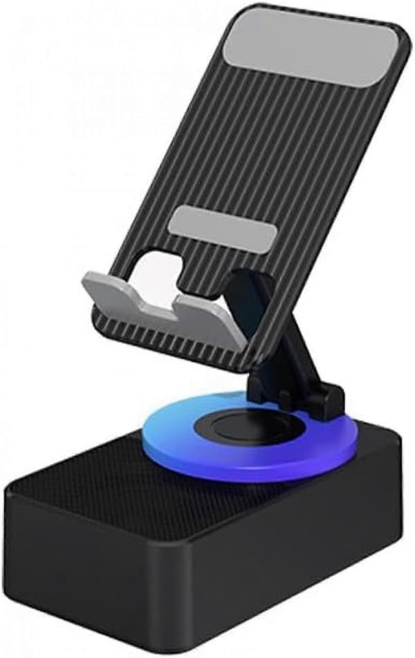 (Musta) 3-in-1 Bluetooth-äänivirtapankkiteline puhelinpidike HiFi-kaiutin