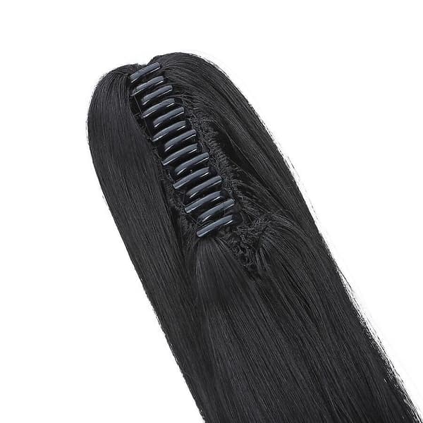 22\" lang glat hestehale-extension med klemme til kvinder black