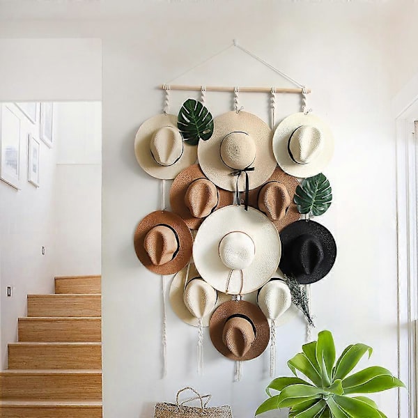 Handvävd gobeläng hatt displayställ med klämmor