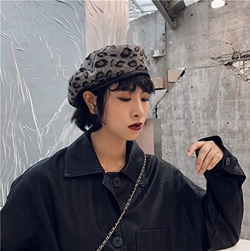 Beret Fransk Kunstner Leopard Beret Damer Kvinner Høst Vinterhatt Justerbar