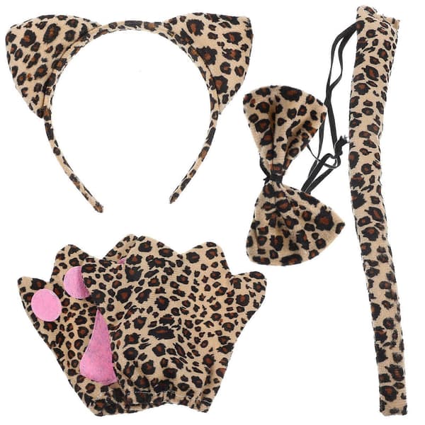 1 set rollspel leopardöronsband cosplay djurdräkt för vuxna