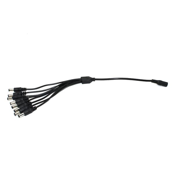 2-pak - 1 til 8-vejs DC-strømsplitterkabel 5,5 mm x 2,1 mm hanstik til CCTV-kameraer