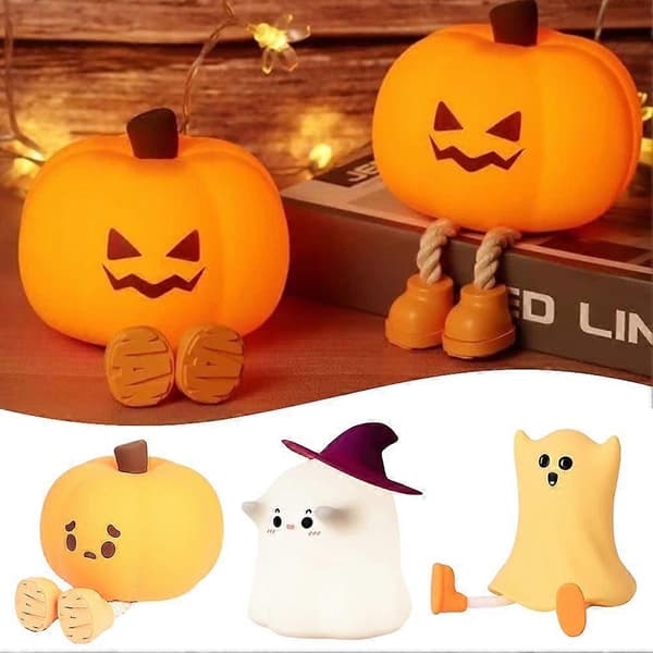 Halloween Spøgelse Græskar Tryk Lampe Sød Græskar Silikone Natlampe med Berøringssensor til Børn & Dekoration