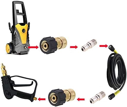 Mässing M22 Hanadapter för trädgårdsslang till högtryckstvätt 1/4 (14mm (ID))