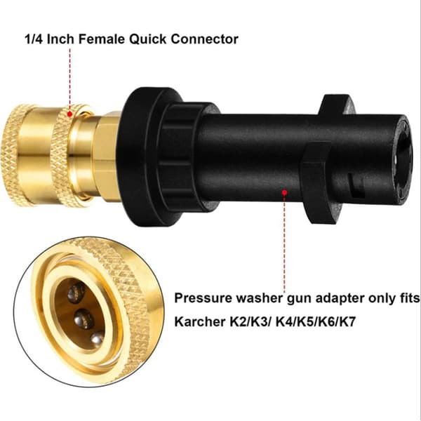 Adapter för högtryckstvättspistol för Karcher K-serien, 1/4 tums snabbkopplingsbeslag med munstycksspets