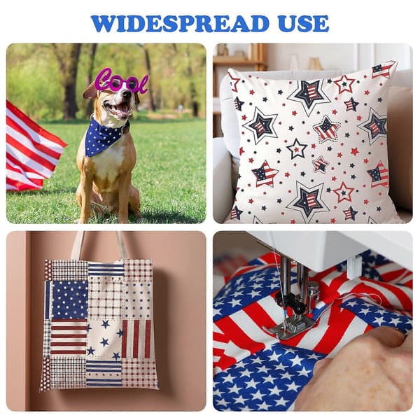 7 stk. US Flag Bomuld DIY Stof Syning Håndlavet Patchwork Stof