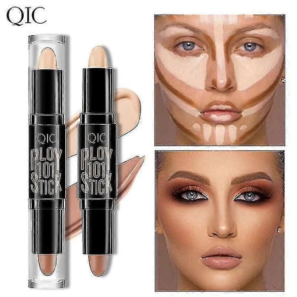 (NY) 3-pak dobbelt-sidet highlighter og contour stick makeup concealer sæt til 3D ansigtsskulptur kropsmakeup