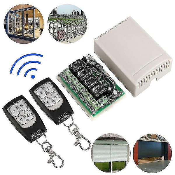 12V 4-kanals relé RF trådløs fjernkontrollbryter mottaker