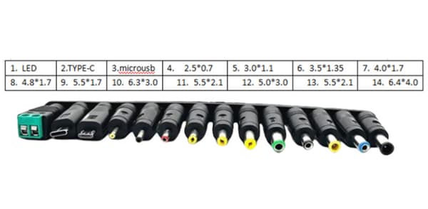 2-pak 14-i-1 computer strømstik DC strømadapter multifunktionsadapter