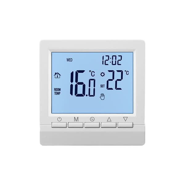 Smart väggtermostat med LCD-display för golvvärme - Blå bakgrundsbelysning - Cisea vit belysning