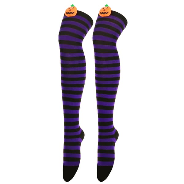 Halloween Strømper Knæhøje Strømper Over Knæhøje Strømper Lange Stribede Strømper Benvarmere 4 Par Lårhøje Strømper Til Kvinder Piger
