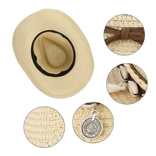 Cowboyhatt, stråhatt, solhatt för kvinnor, sommarstrandhatt, westernhatt, panamahatt