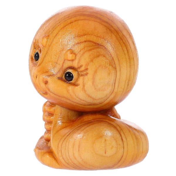 Snidad Träormstaty Miniornfigur Miniatyrormhantverk Ormårsgåva