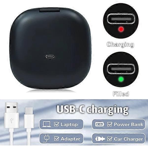 (Ny) Kompakt LED-spejlforstørrelse 3x - USB-C Genopladelig (Sort)
