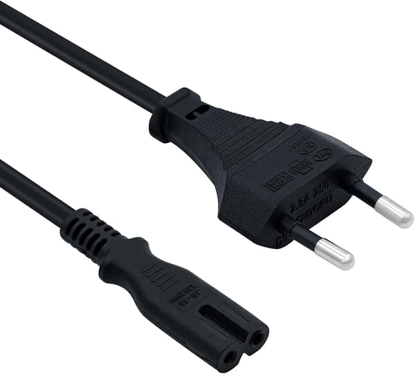 1,5M (4,9FT) EU Stik C7 Strømkabel Bipolært 2 Kabel til PS5 / PS4 / PS3 / Xbox Series X / S - Sort