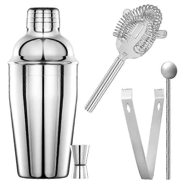 Cocktailshaker-sæt i rustfrit stål med si