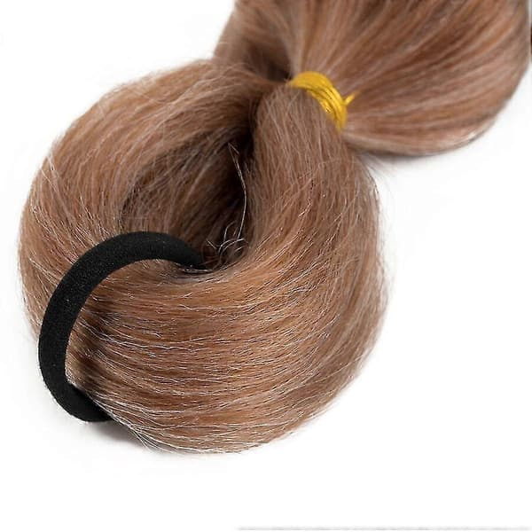 34\" lang boble-hestehale-extensions flettede hårstykker brown white
